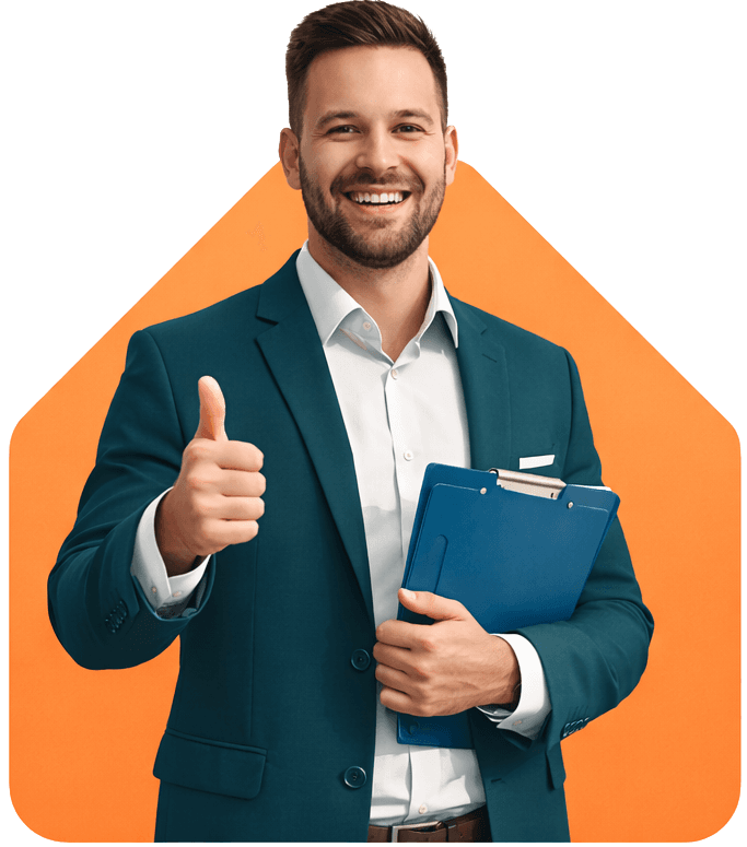 Estate agent with folder